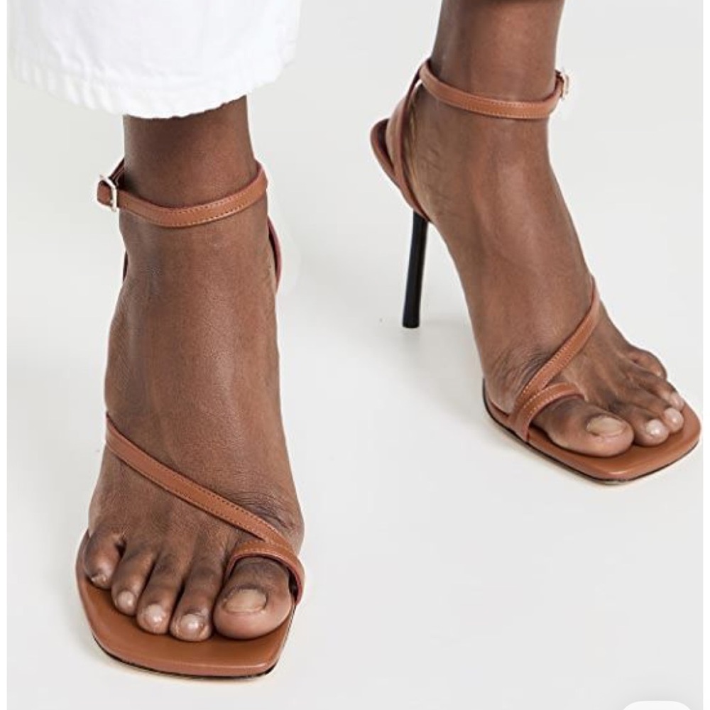 STAUD Mona Brown Strappy Sandals